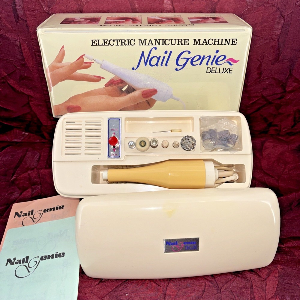 Vintage Nail Genie Deluxe Electric Manicure Machine COMPLETE + Tips Tested WORKS